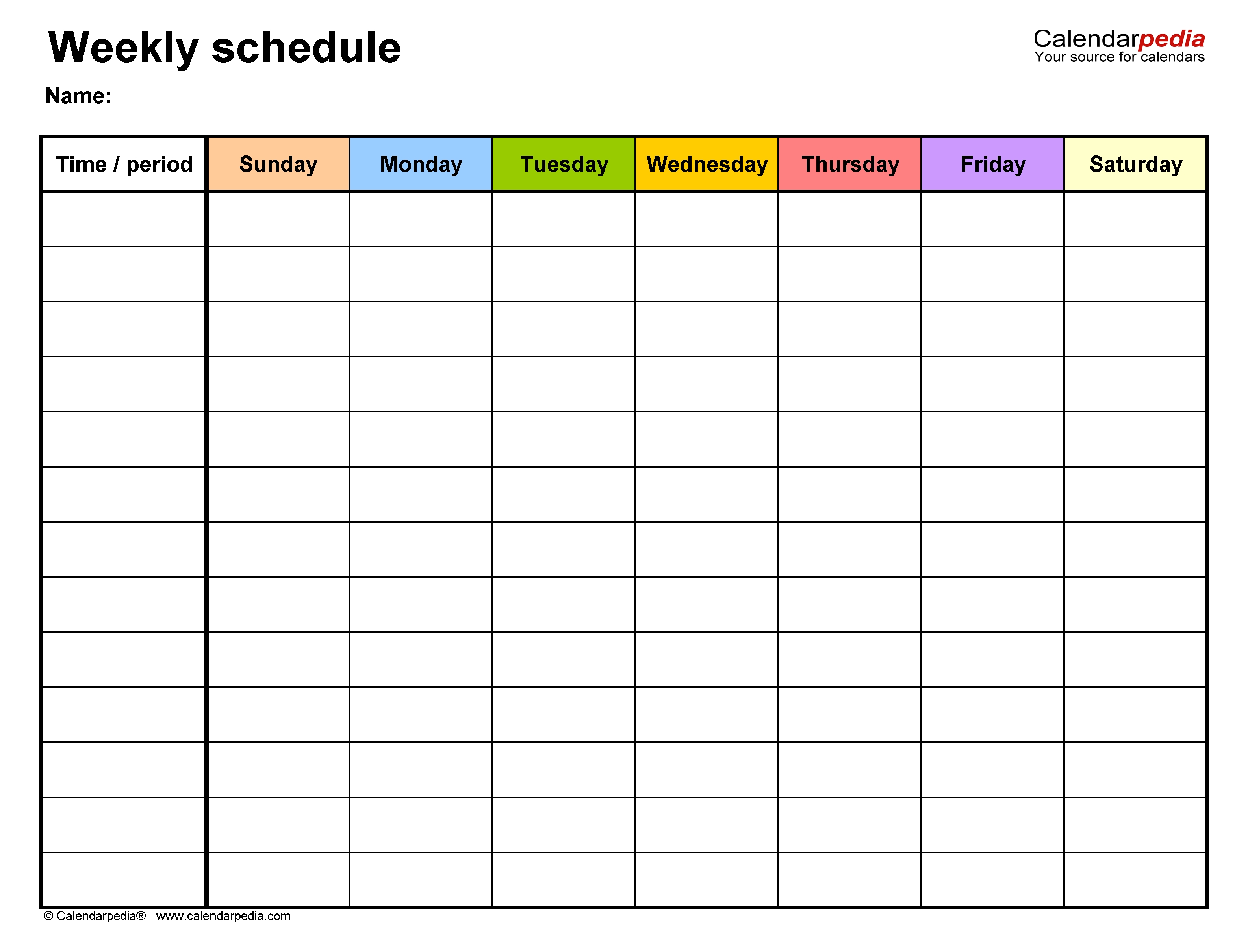 work week schedule template pdf
