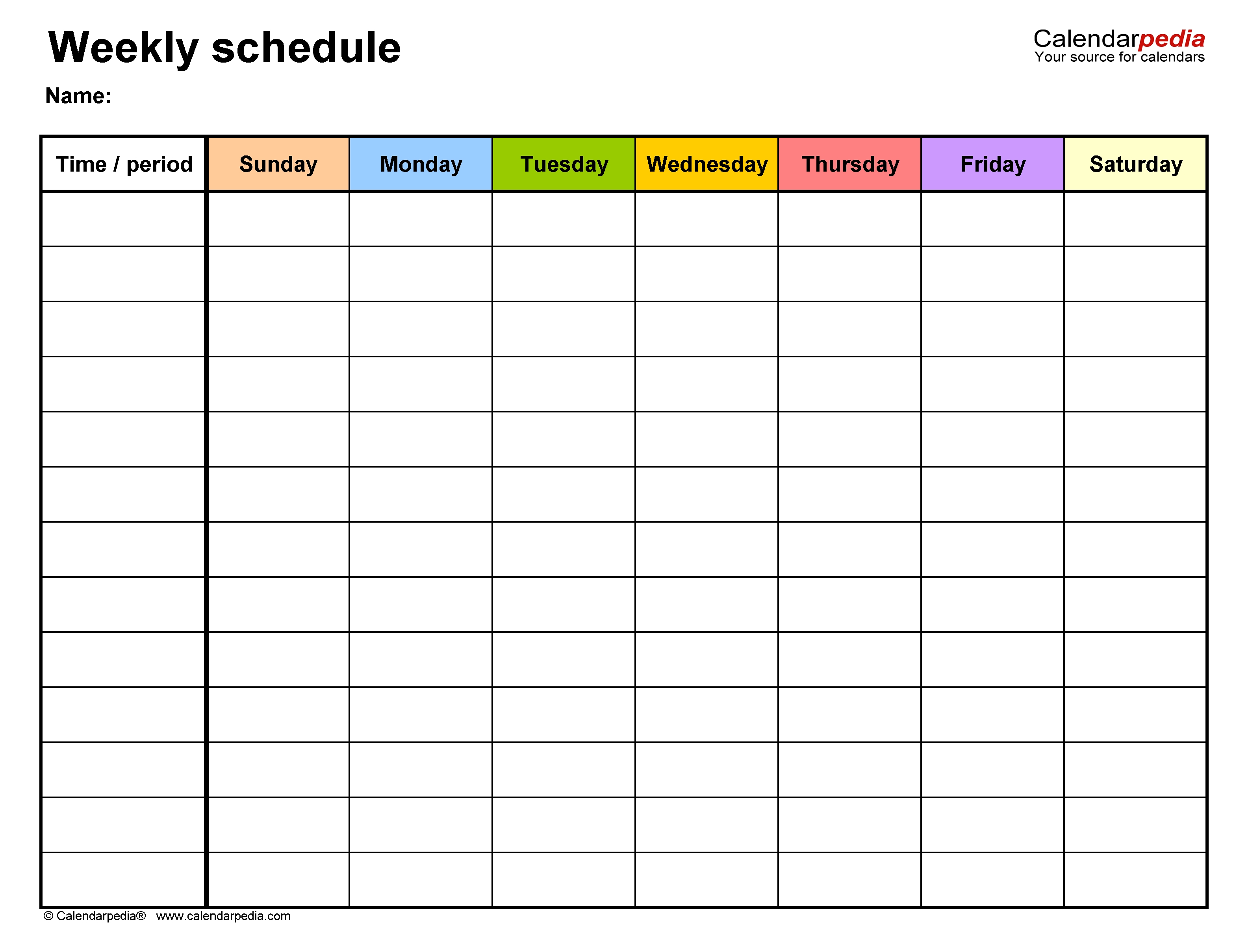 Create Your Color Coded Weekly Schedule - Get Your Calendar Printable