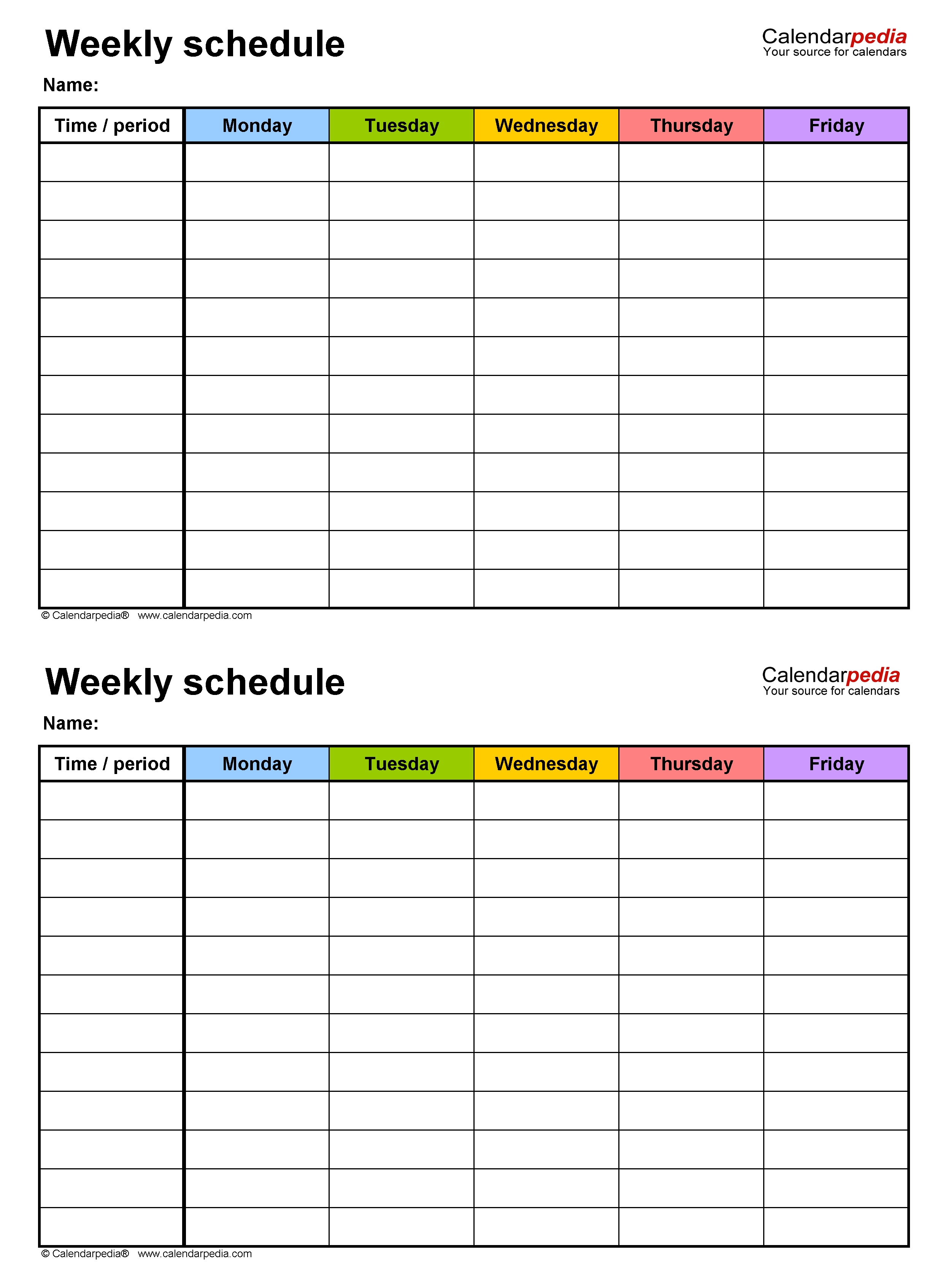 Free Weekly Schedule Templates For Word - 18 Templates
