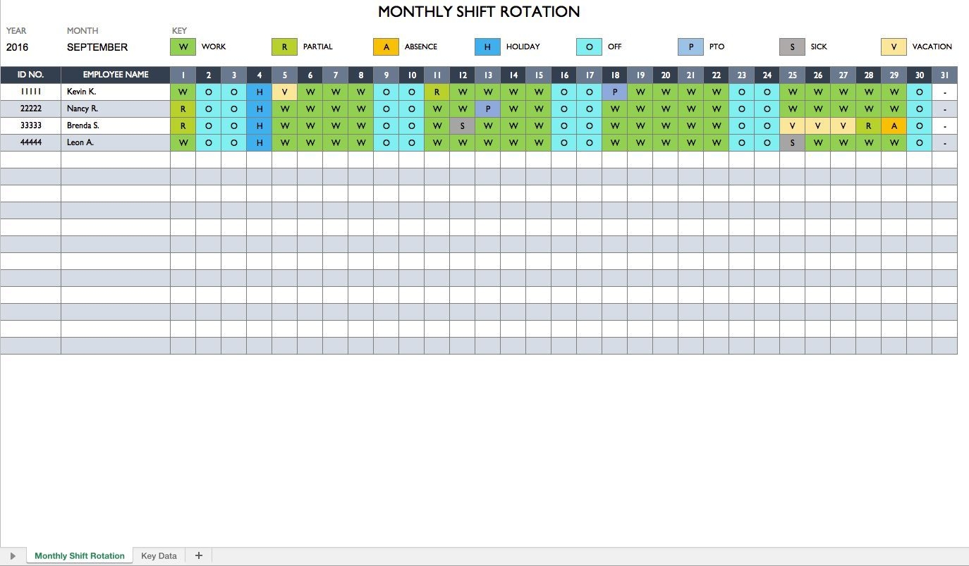 Free Work Schedule Templates For Word And Excel | Monthly