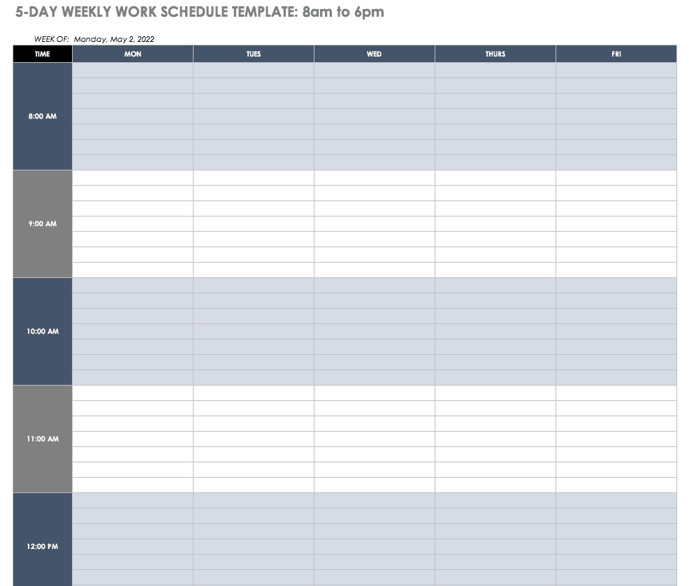 Free Work Schedule Templates For Word And Excel |Smartsheet