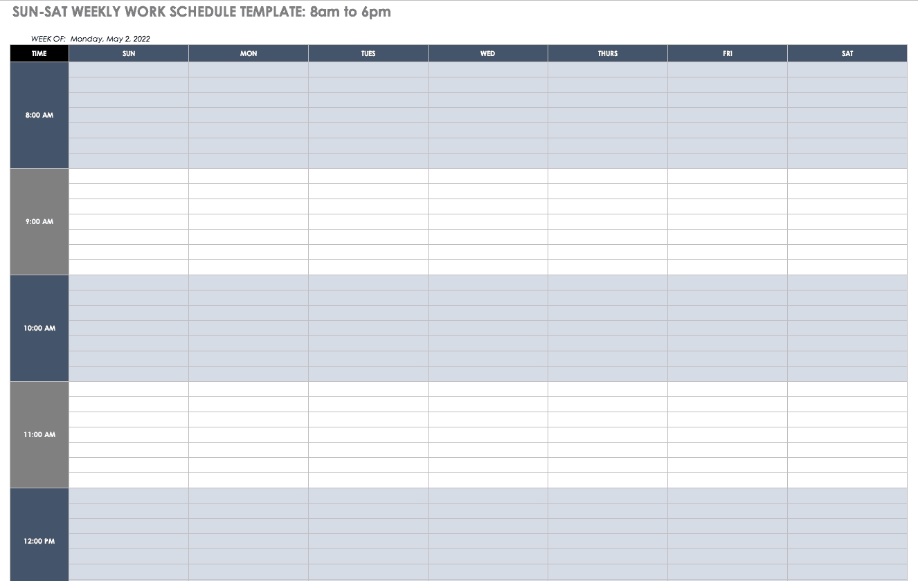 Free Work Schedule Templates For Word And Excel |Smartsheet