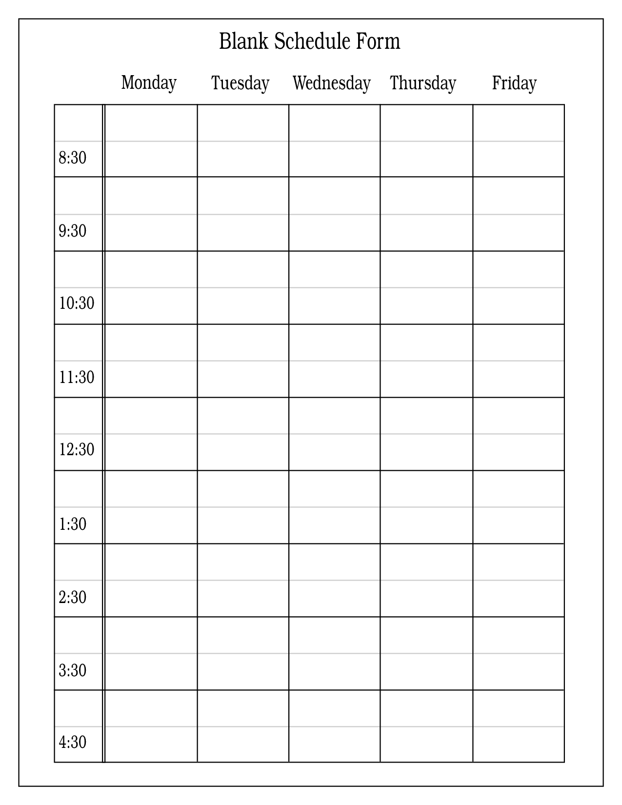 Free+Blank+Daily+Schedule+Form | Daily Schedule Template