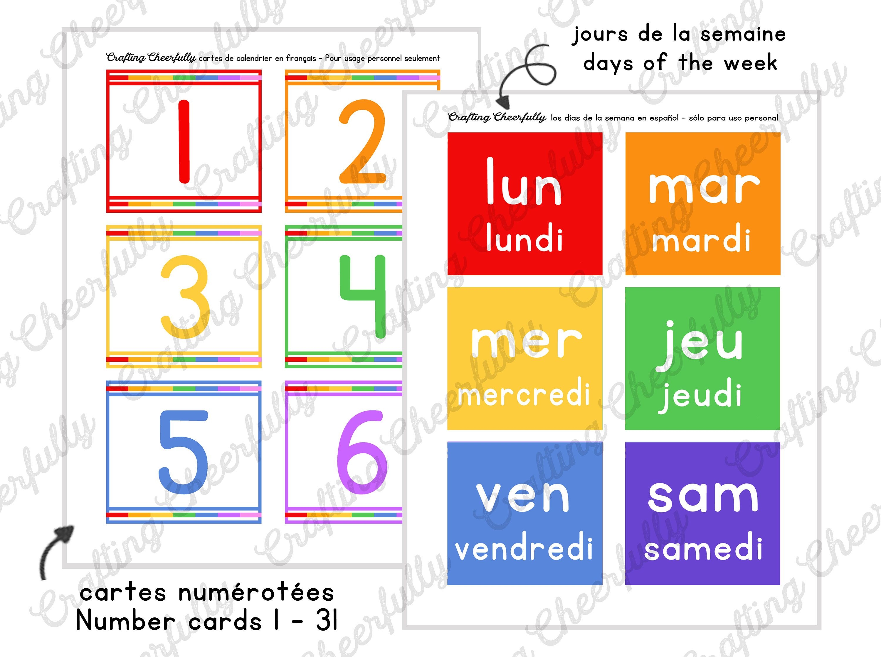 French Pocket Chart Children&#039;s Calendar Printables, Pocket