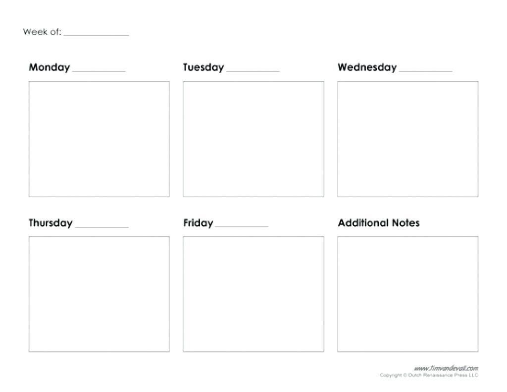 Get Blank Calendar Template 5 Day | Printable Calendar