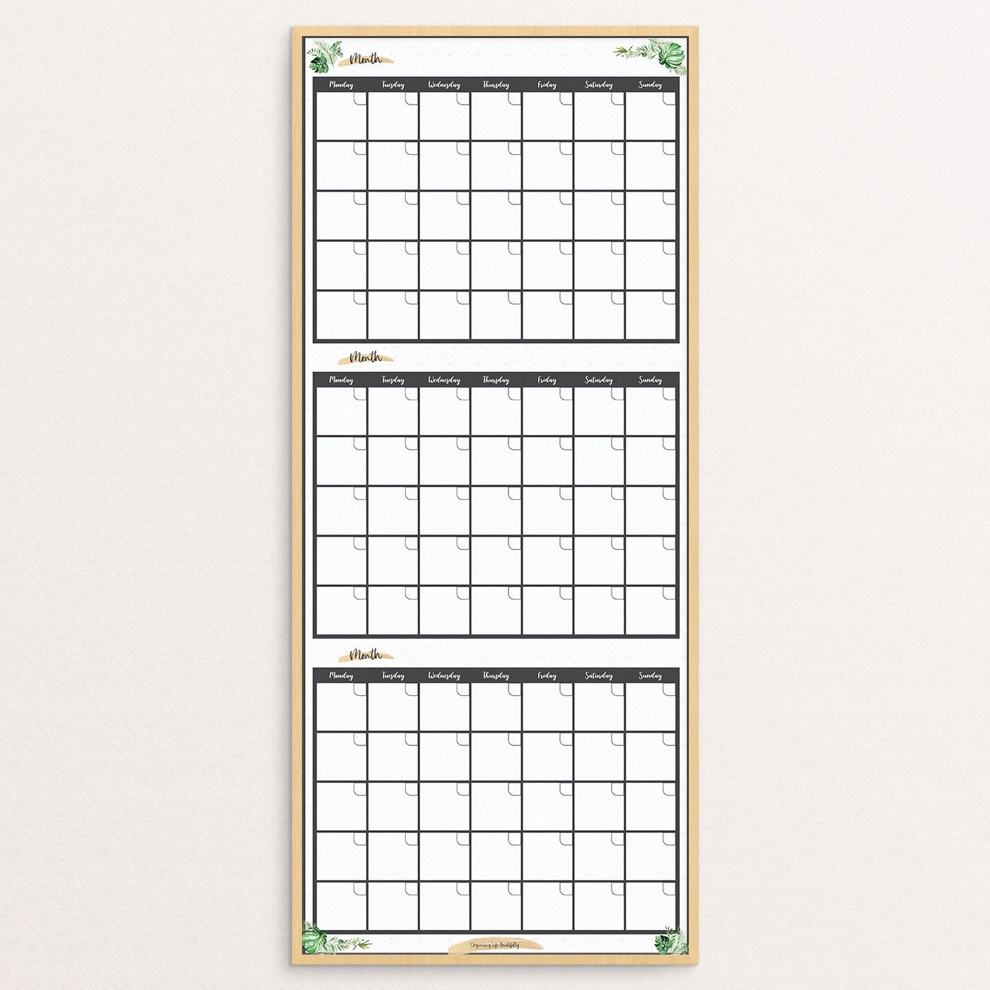 Greenery_Wood Frame_3Mth Planner | Atp Creative Design