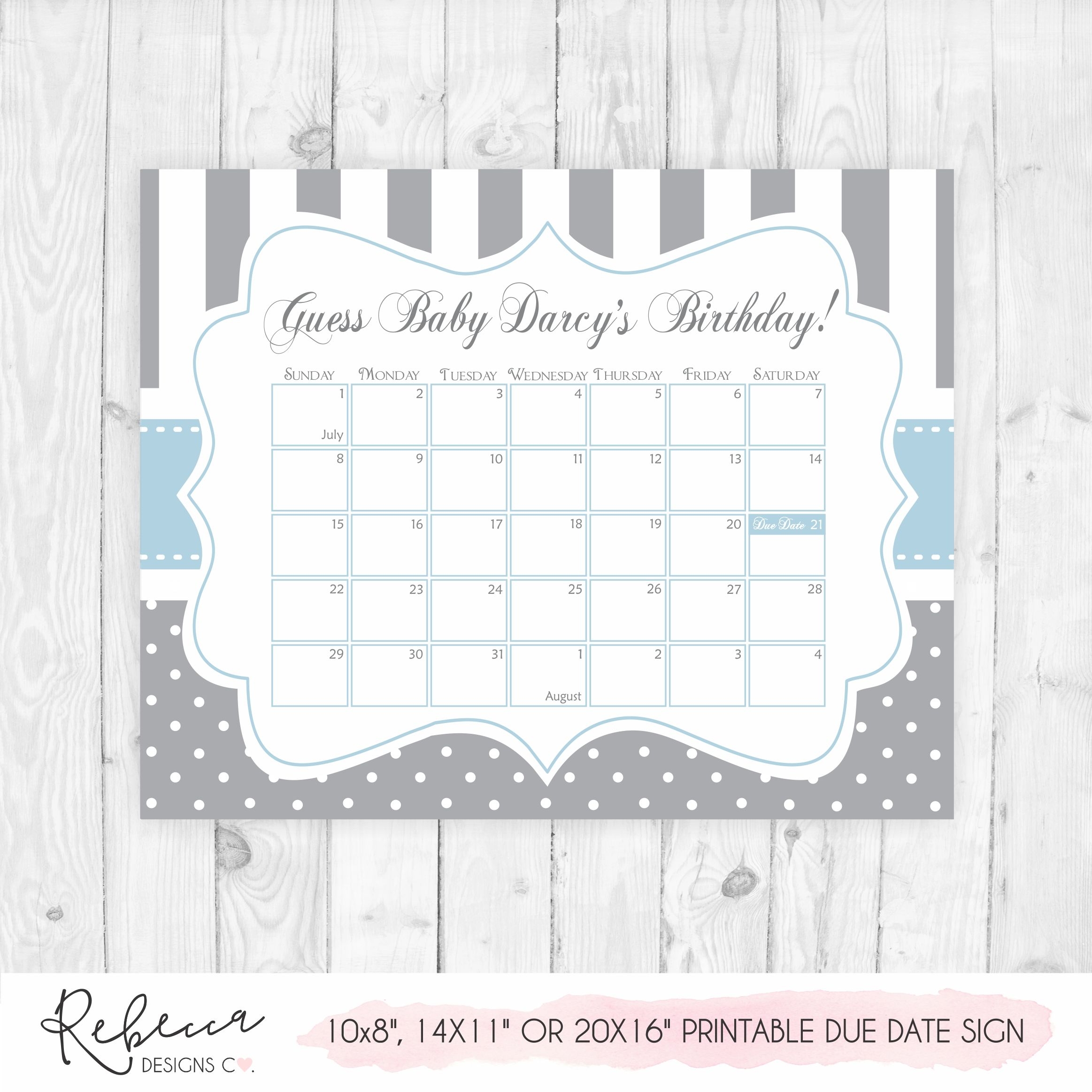Guess The Date Game Sign • Printable Custom Design
