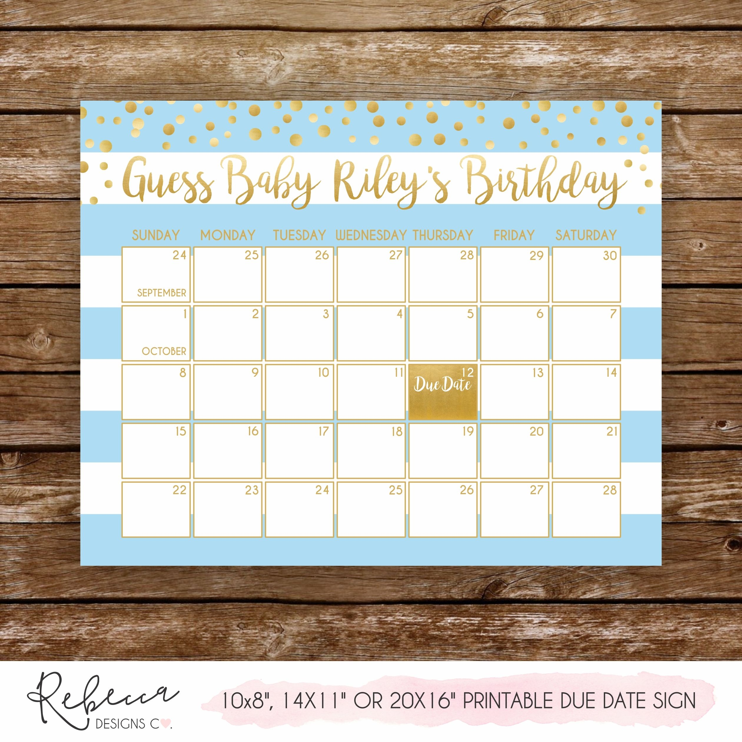 Guess The Due Date Game Sign • Printable Custom Design
