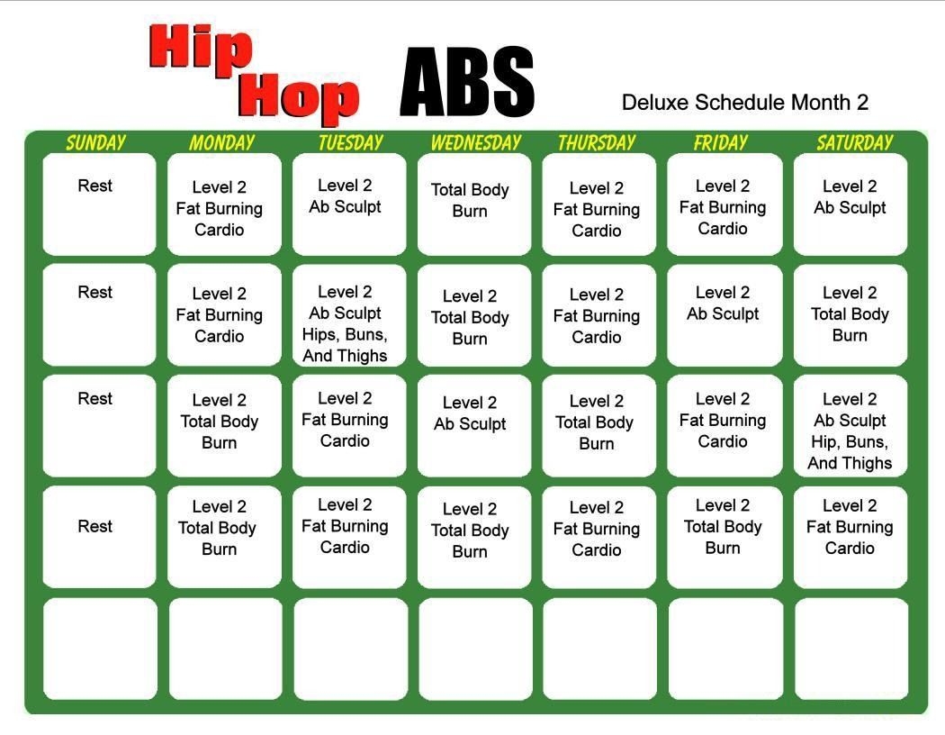 Perfect Hip Hop Abs Schedule Printable Get Your Calendar Printable