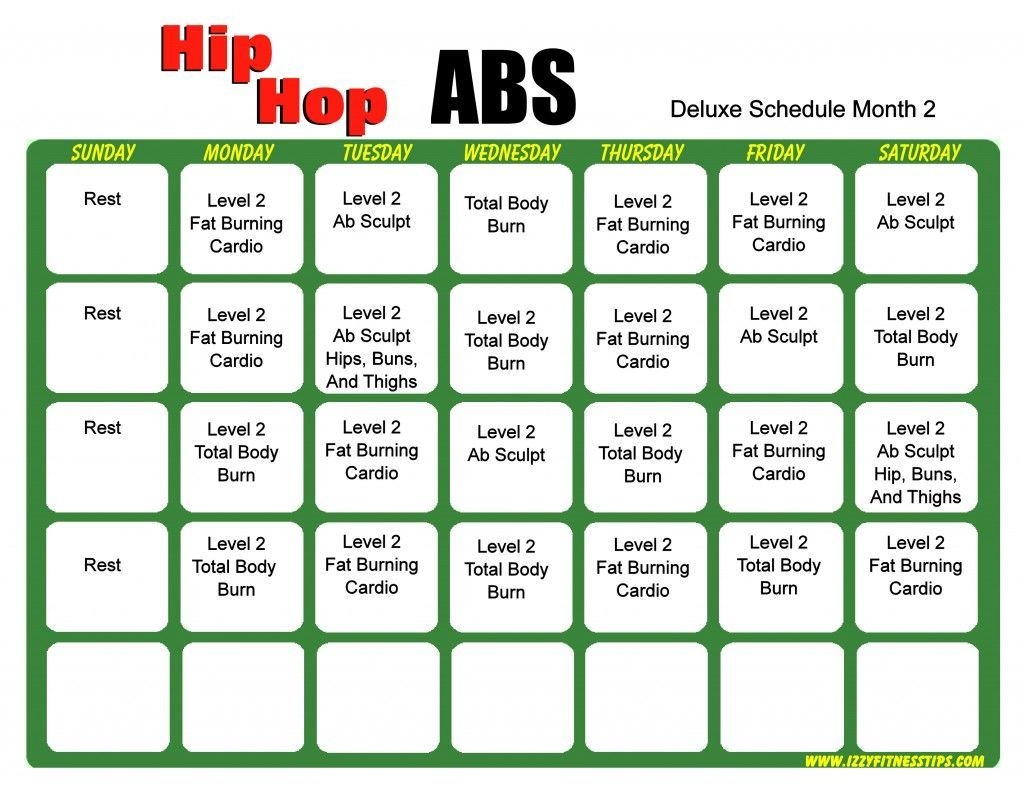 Hip Hop Abs Workout Calendar (With Images) | Hip Hop Abs