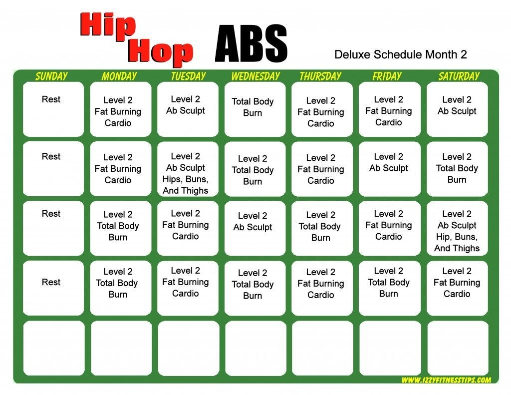 Perfect Hip Hop Abs Schedule Printable