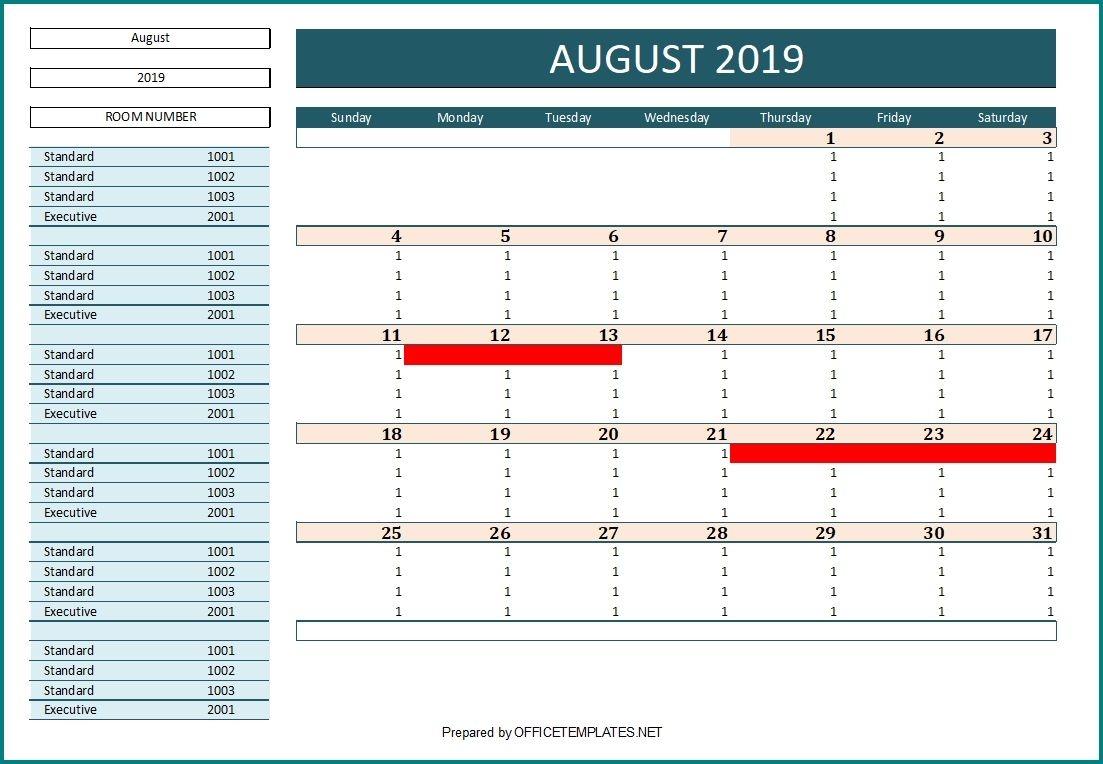 How to Booking And Reservation Calendar Excel Template ...