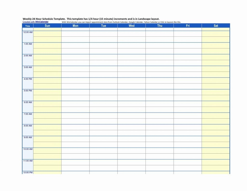 Hourly Schedule Template