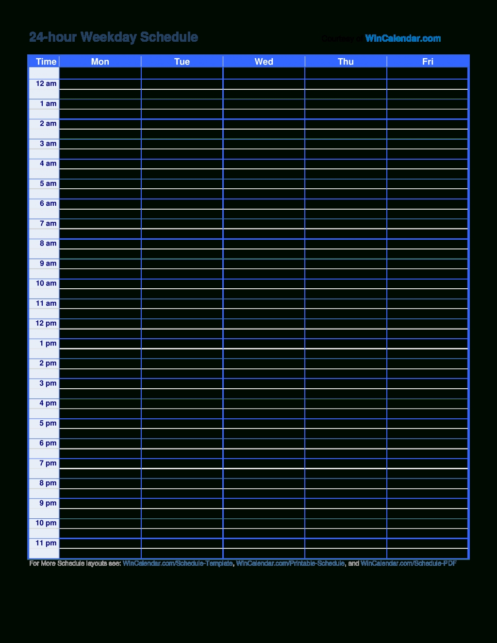 Hourly Schedule Template