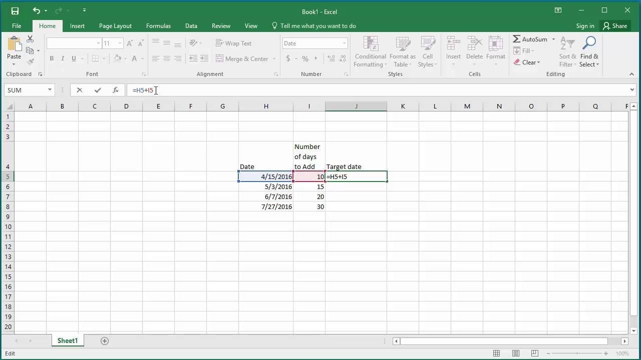 google spreadsheet add days to date