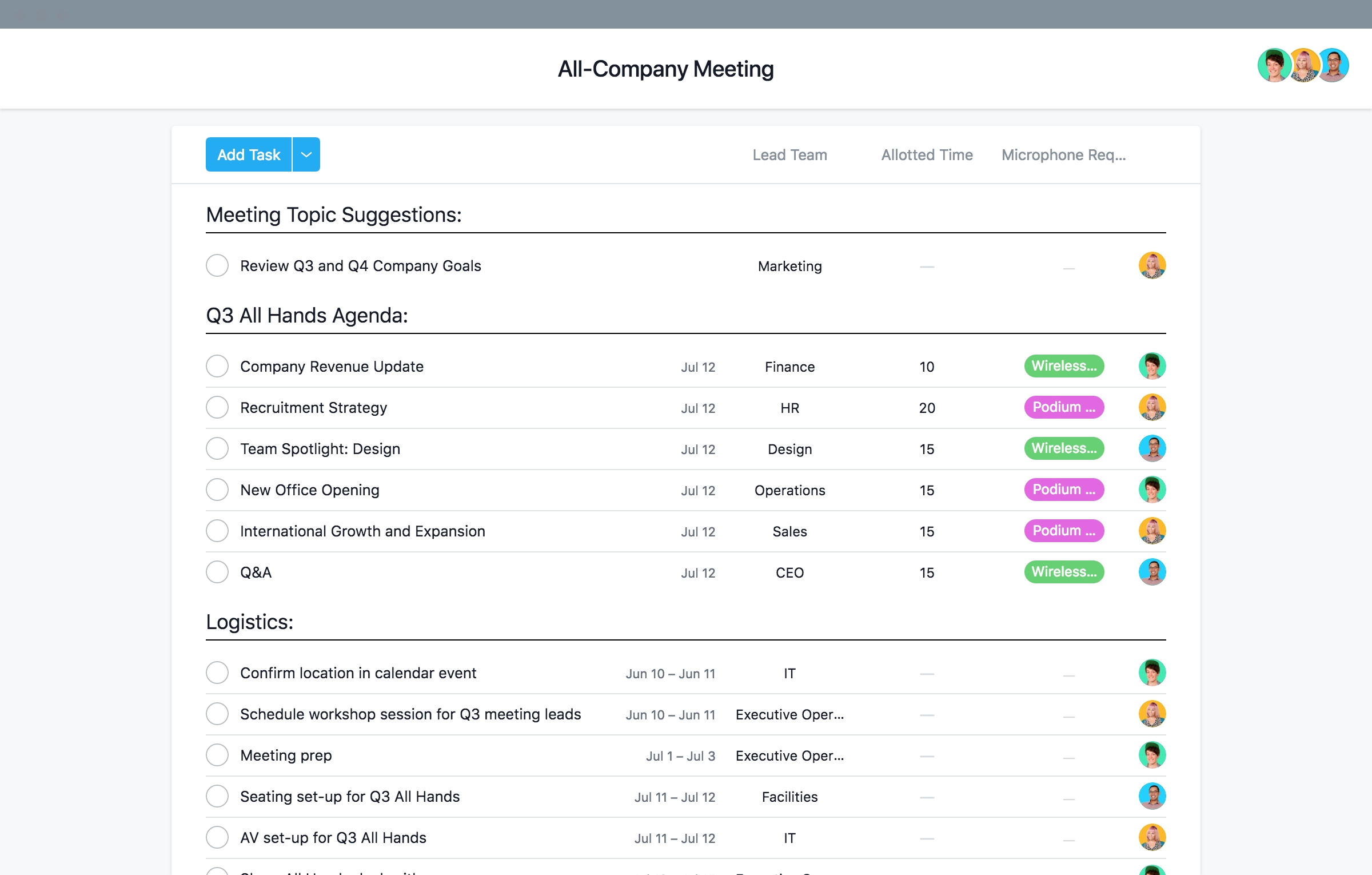 Human Resources Project Templates, Checklists, And More · Asana