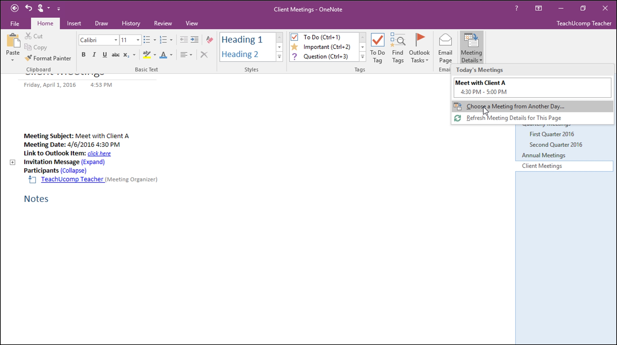 Insert Outlook Meetings In Onenote- Tutorial And Instructions