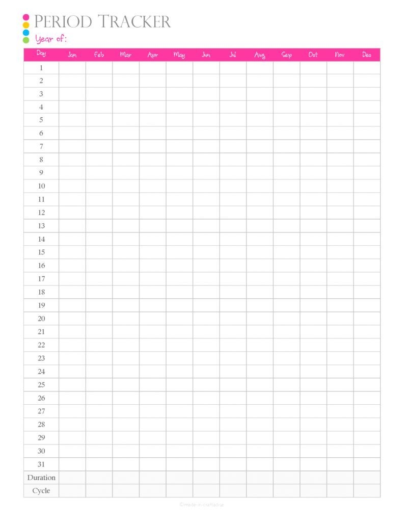 Best Free Printable Menstrual Calendar - Get Your Calendar Printable