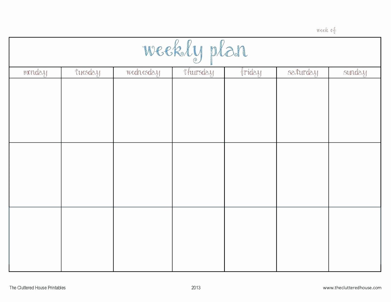 Inspirational Monday Through Friday Schedule Template In