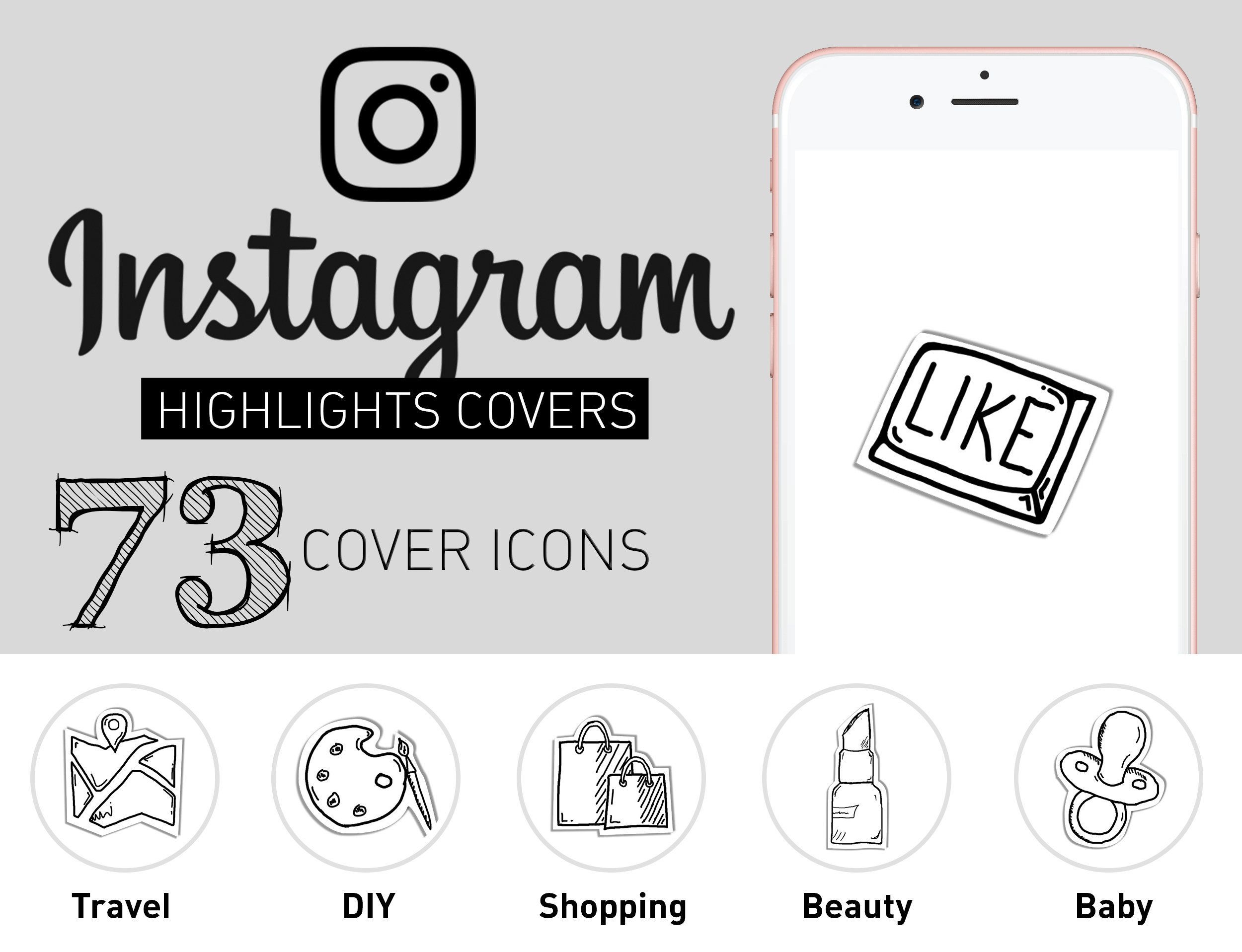 Instagram Highlight Icons Black And White Set Of 73 Ig Story