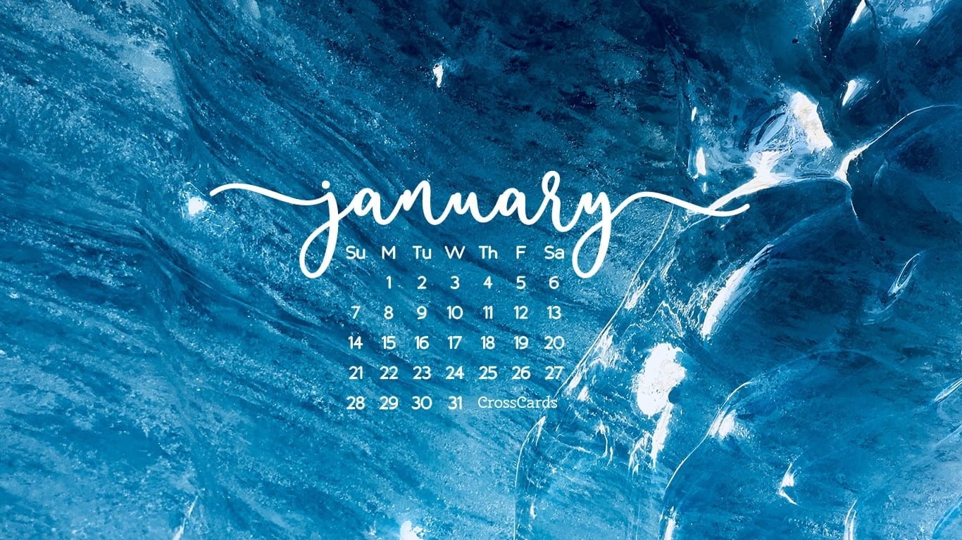 January 2018 - Blue Desktop Calendar- Free January Wallpaper