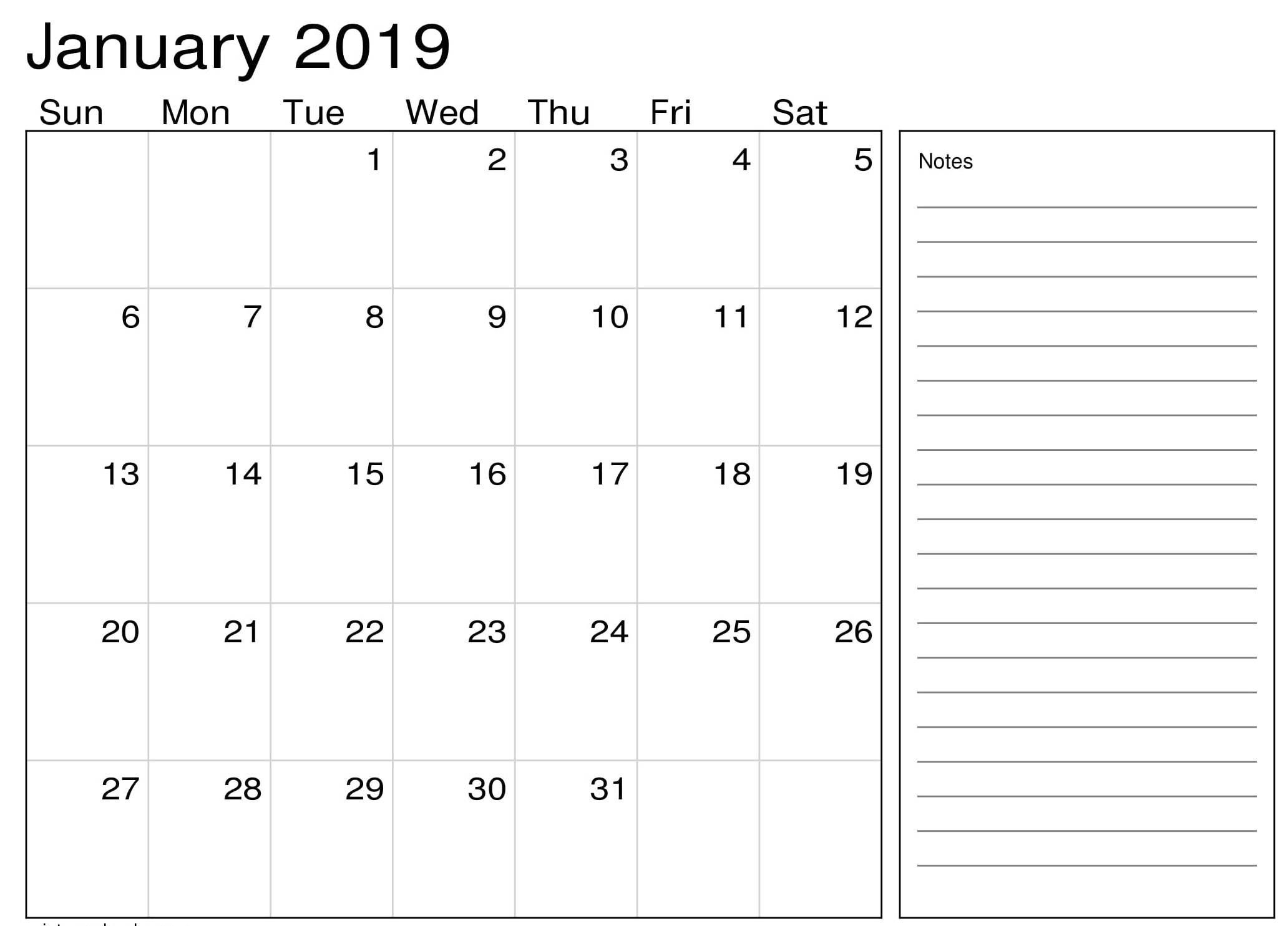 January 2019 Calendar Pdf (With Images) | August Calendar