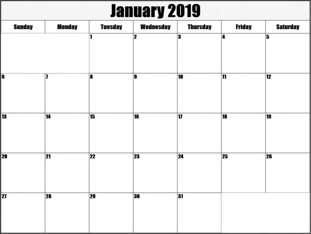 January 2019 Calendar Printable Template Usa Uk Canada (With