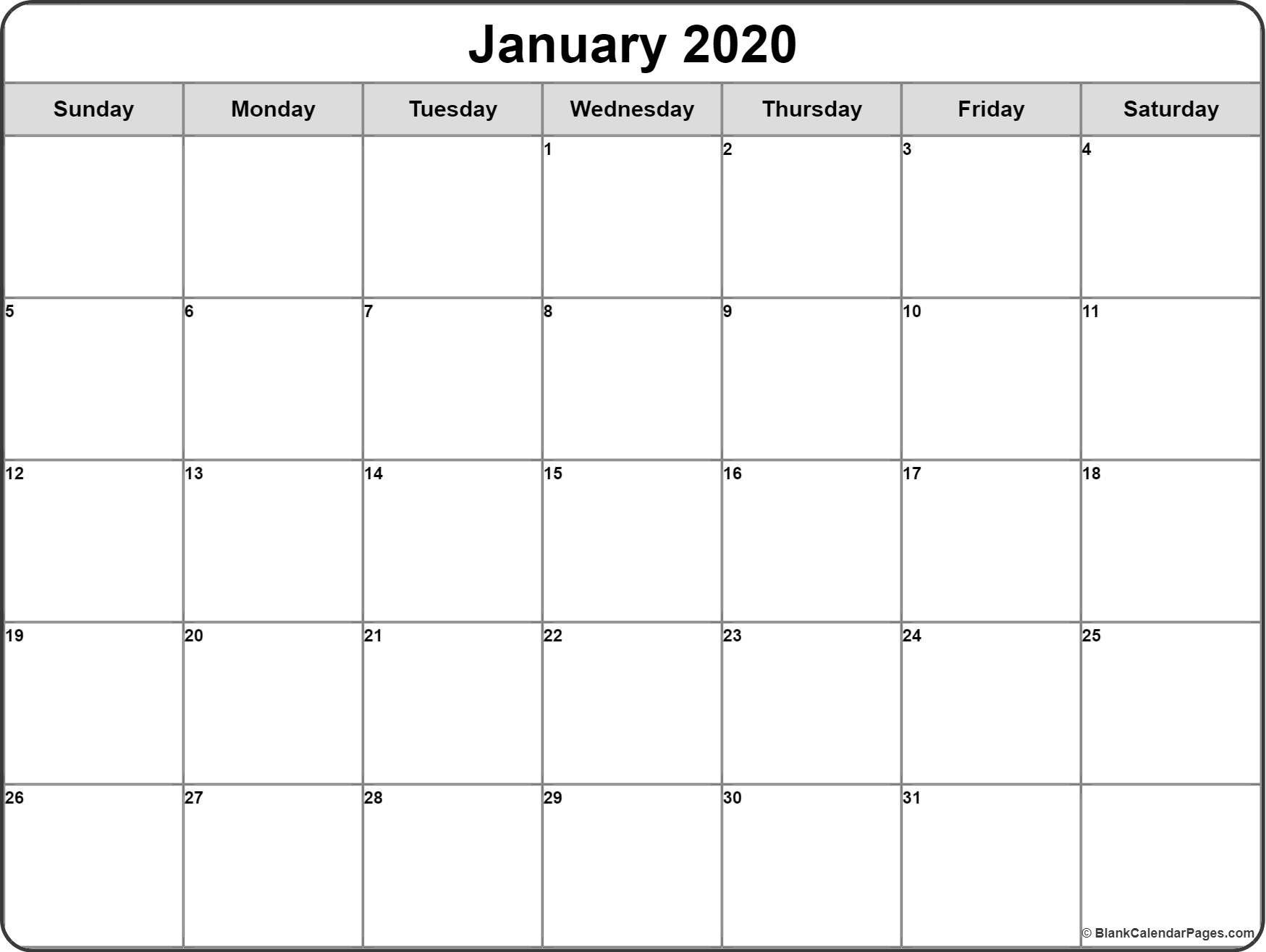 January 2020 Calendar | Free Printable Monthly Calendars