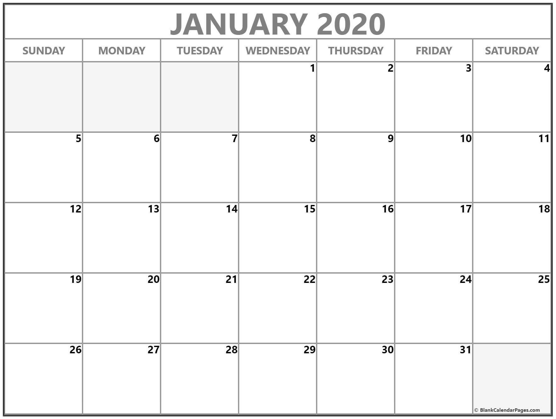 January 2020 Calendar | Free Printable Monthly Calendars