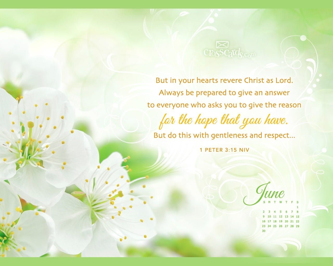 June 2013 - 1 Peter 3:15 Niv Desktop Calendar- Free June