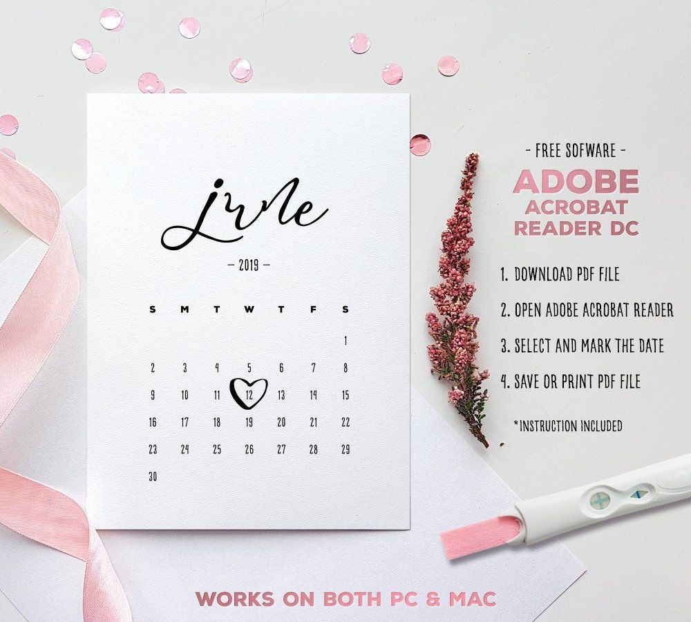 June 2019 Baby Due Date Calendar Template Editable | Etsy