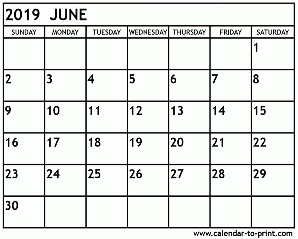 June 2019 Calendar Pdf Printable Template Blank Download