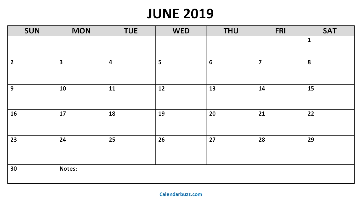 June 2019 Printable Calendar Templates Download | Calendarbuzz