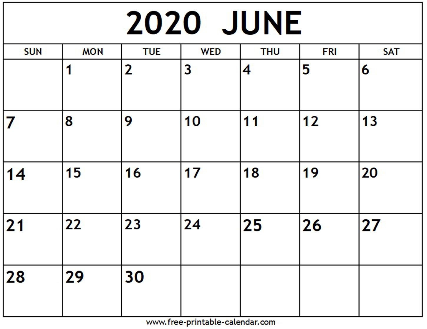 June 2020 Calendar - Free-Printable-Calendar