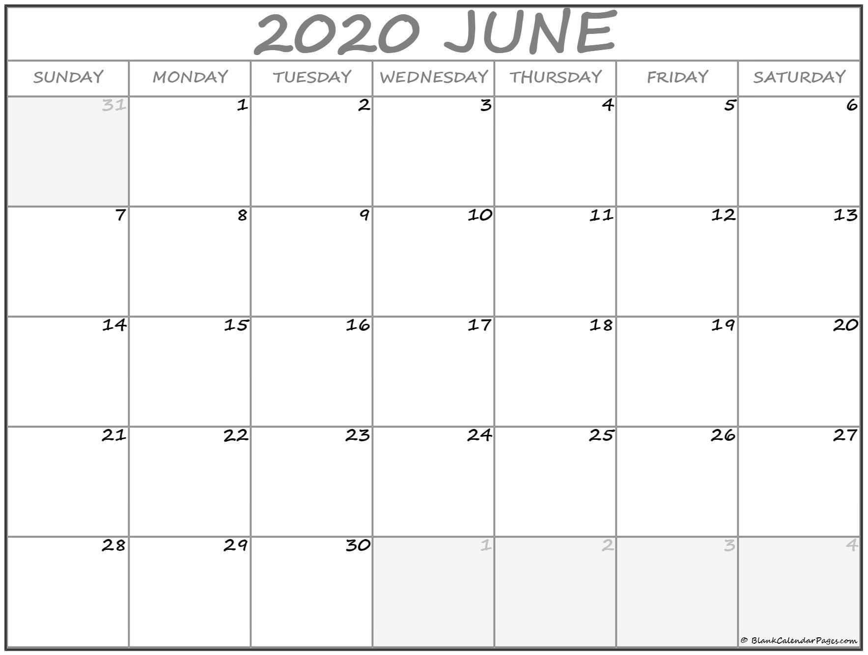 June 2020 Calendar | Free Printable Monthly Calendars