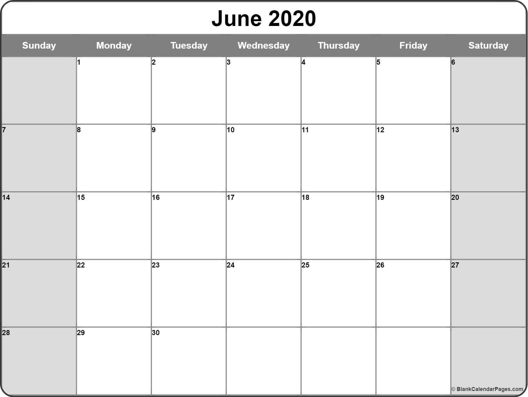 June 2020 Calendar | Free Printable Monthly Calendars