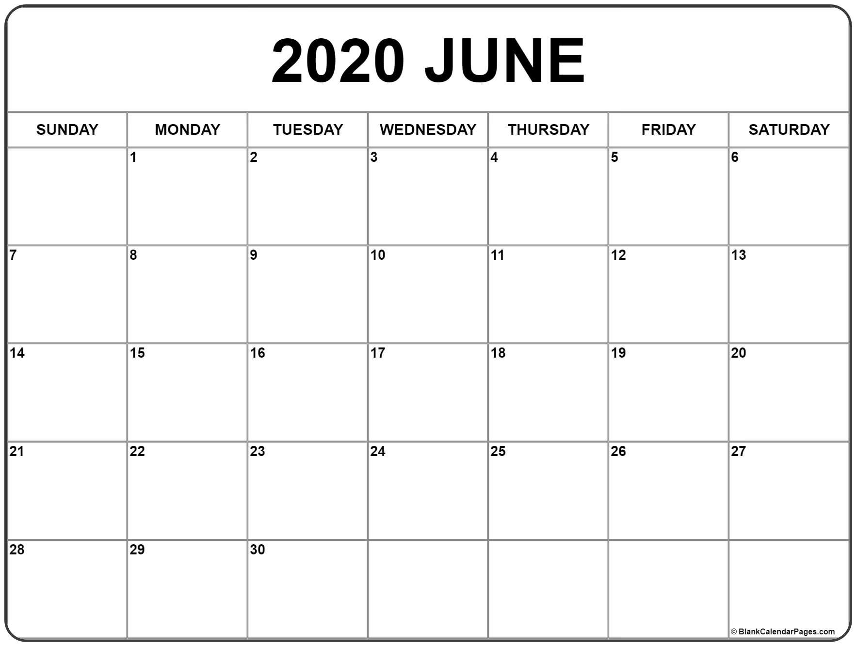 June 2020 Calendar | Free Printable Monthly Calendars