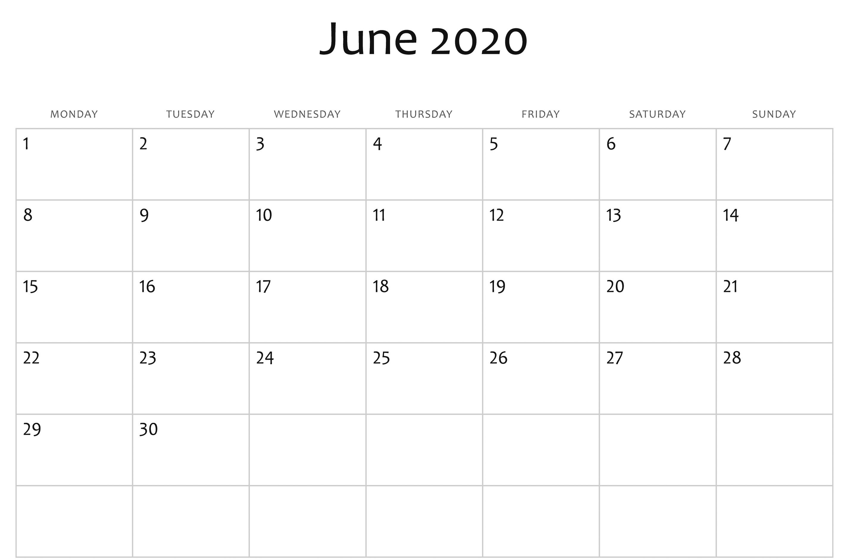 June 2020 Calendar Pdf, Word, Excel Template | Calendar