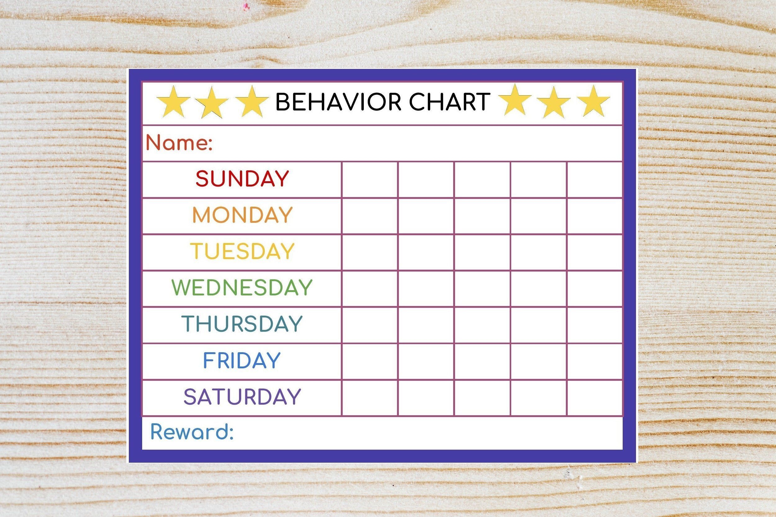 Kids Behavior Chart Printable | Chore Chart | Sticker Chart