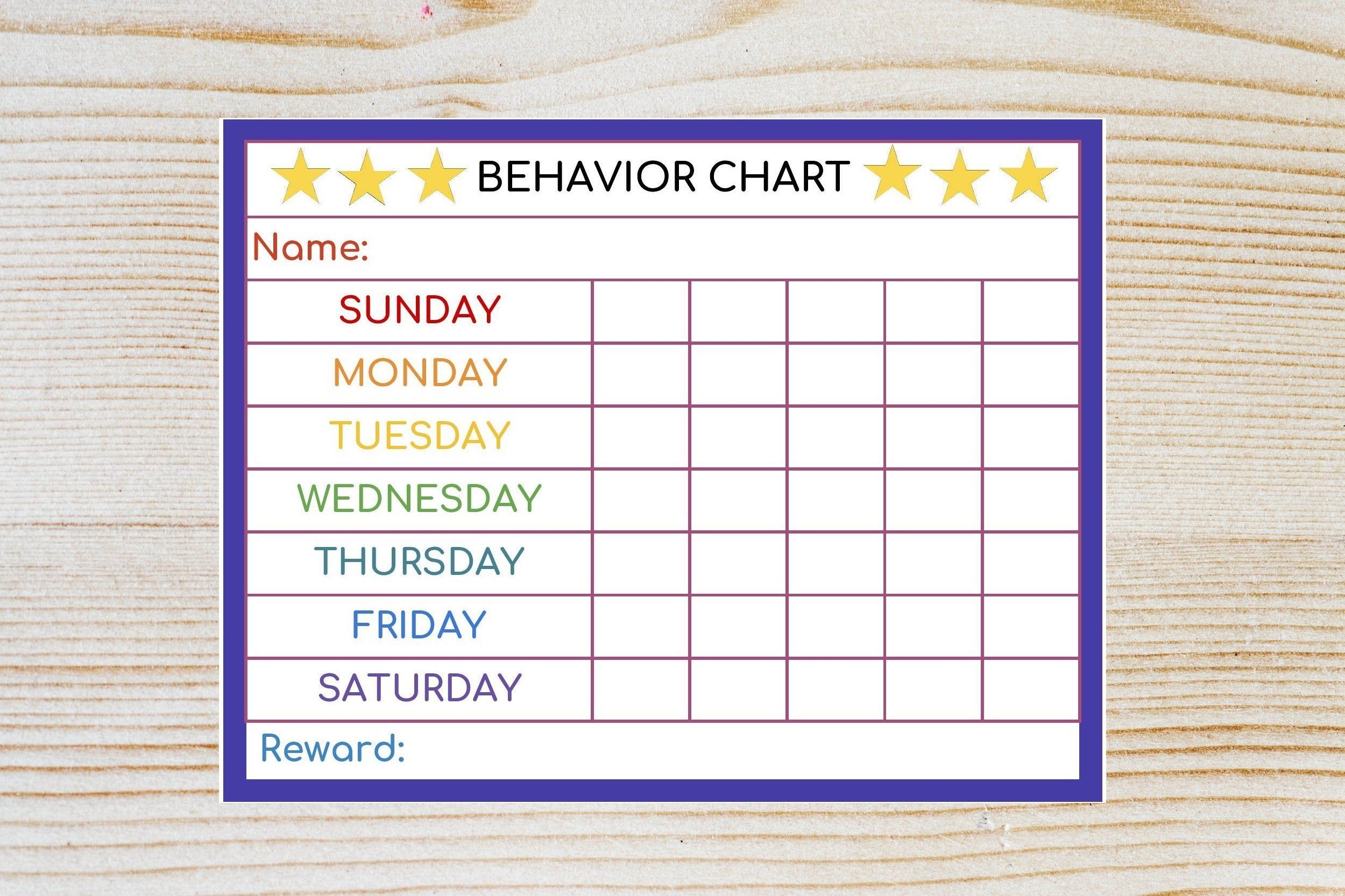 Reward Chart Template Word