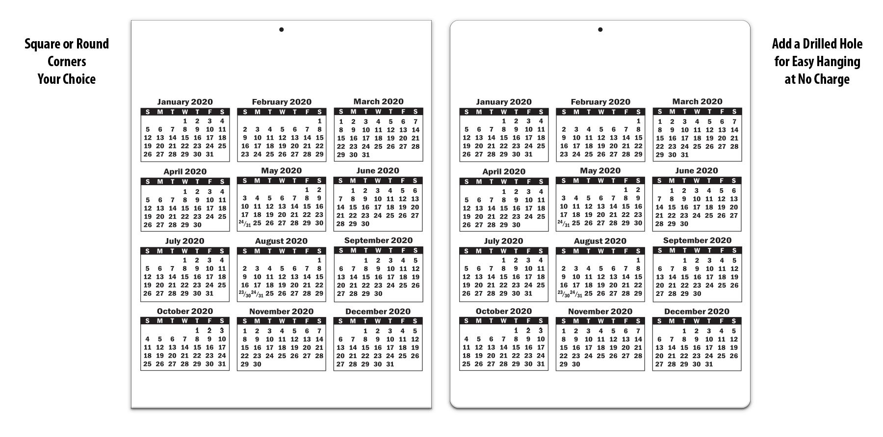 Laminated Card Calendar, 8.5 X 11 | Valuecalendars