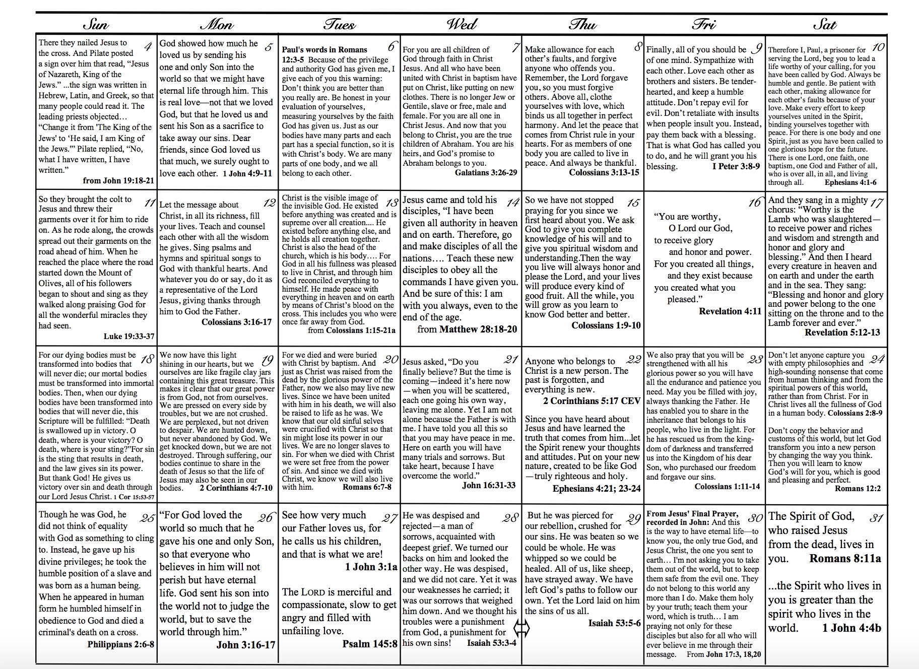 Lenten Scripture Calendar - First United Methodist Church