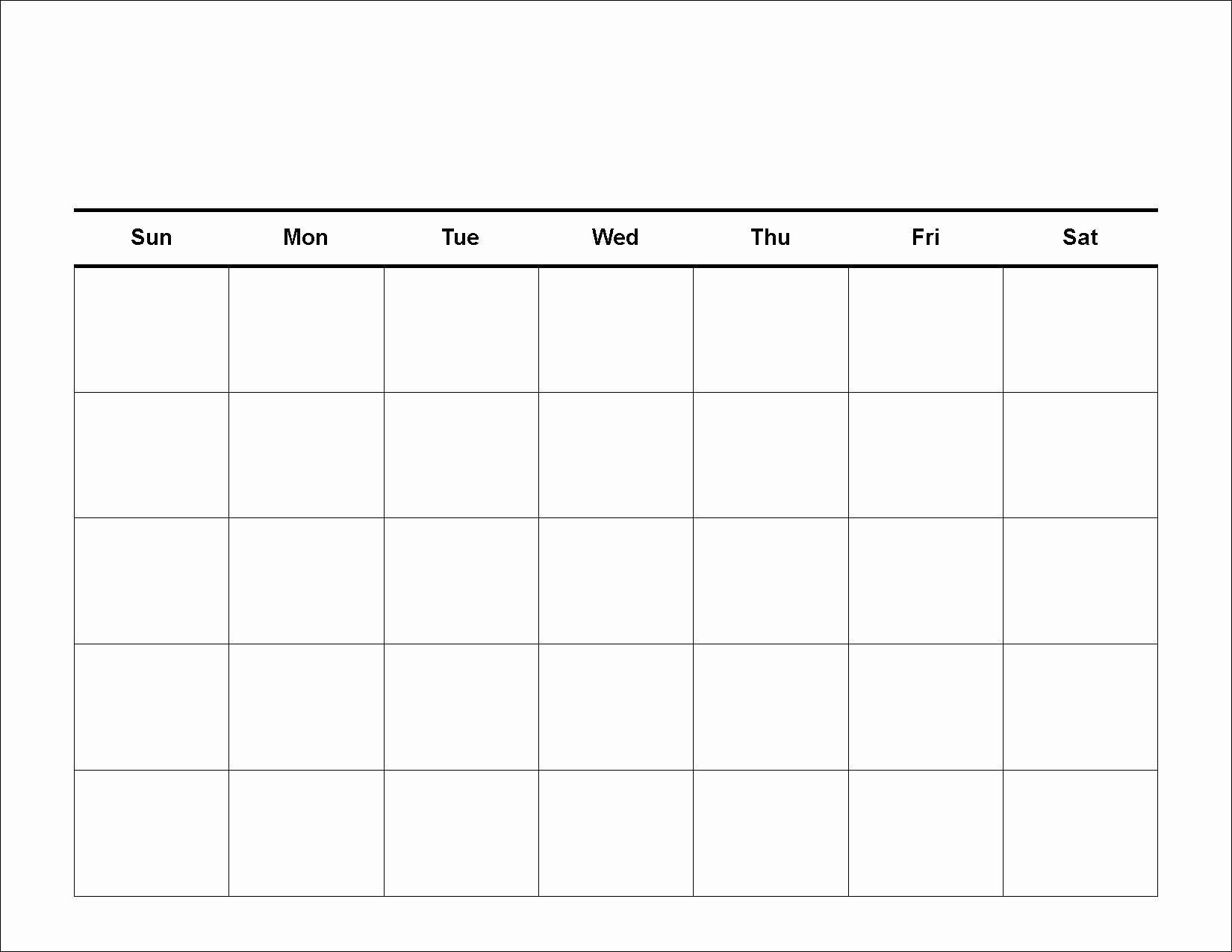 Universal 4 Week Calendar Template