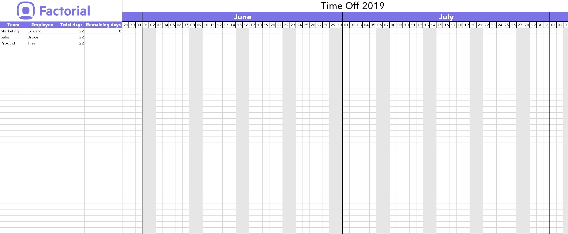 The Printable Hr Annual Calendar For Time Off 2019