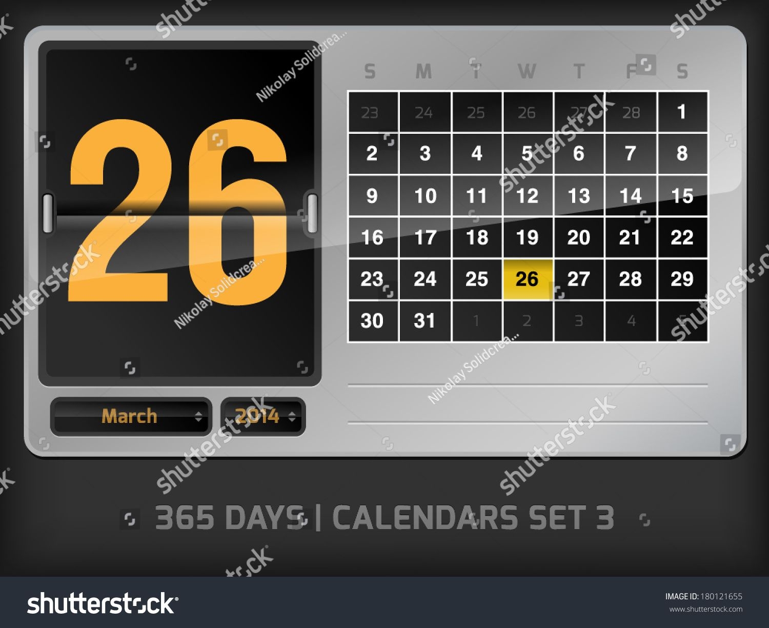 March 26 Daily Vector Counter Calendar Stock Image