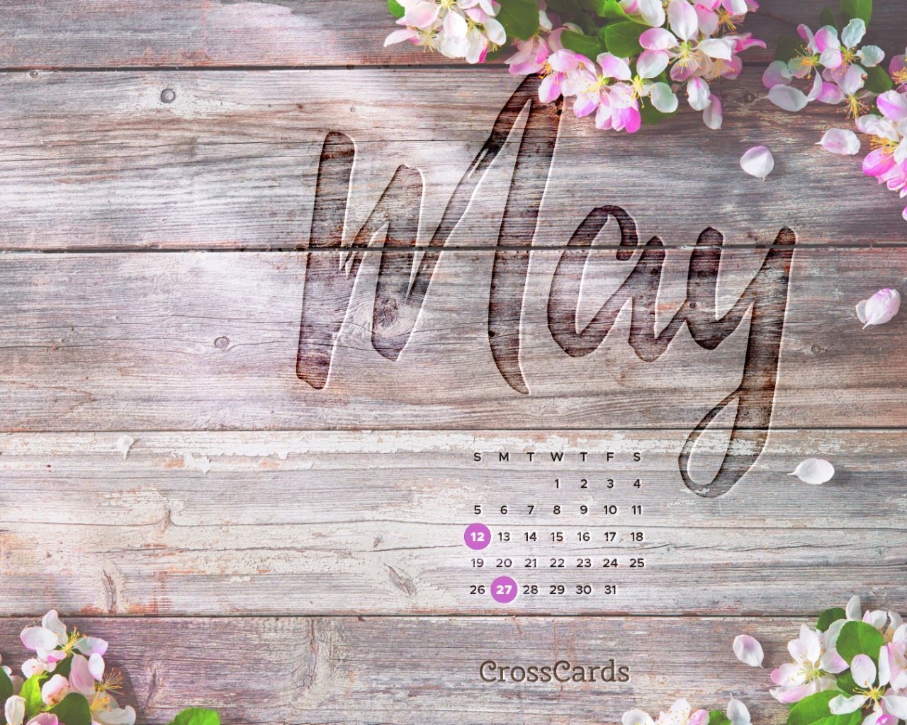 May 2019 - Cherry Blossoms Desktop Calendar- Free May Wallpaper