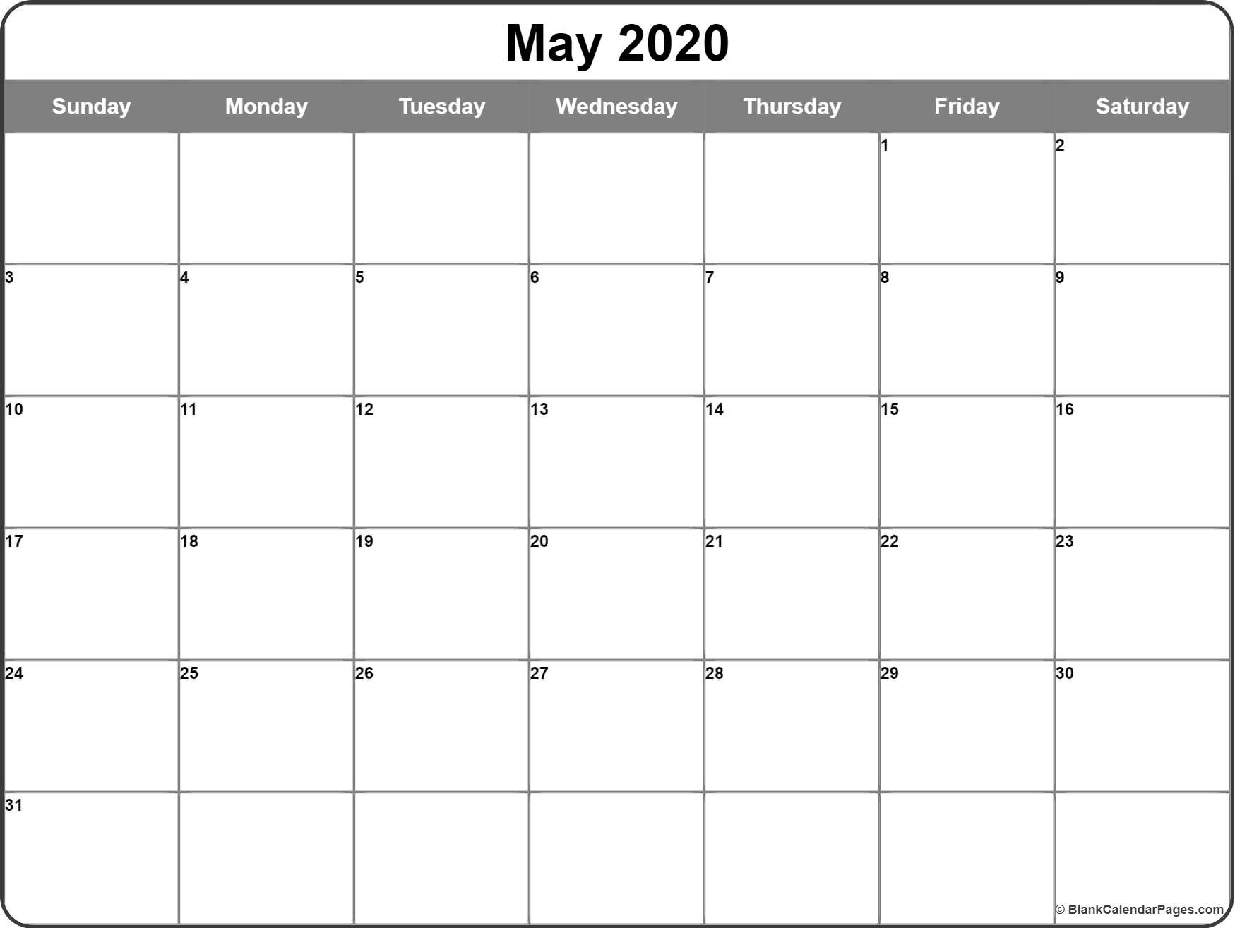 May 2020 Calendar | Free Printable Monthly Calendars