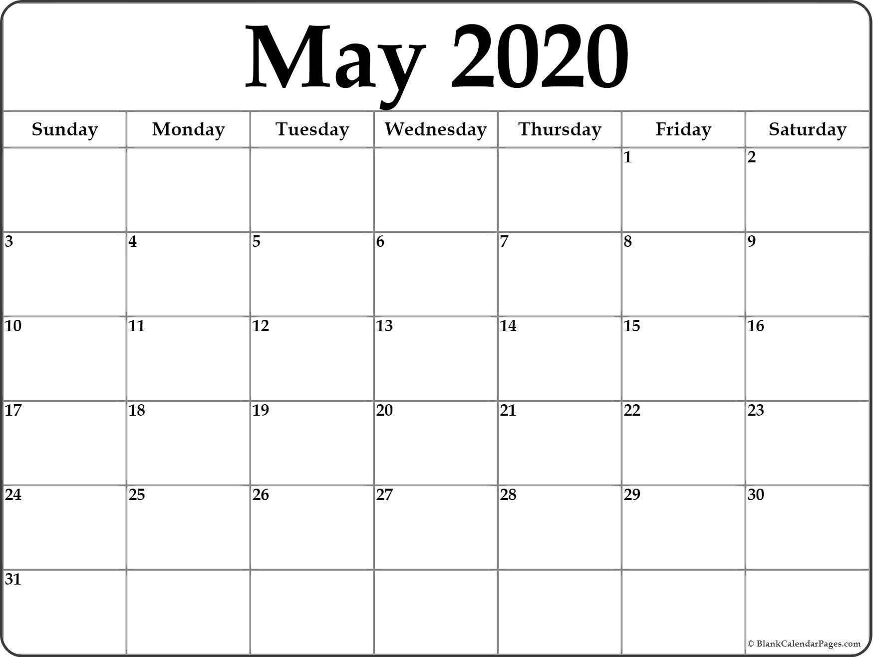 May 2020 Calendar | Free Printable Monthly Calendars