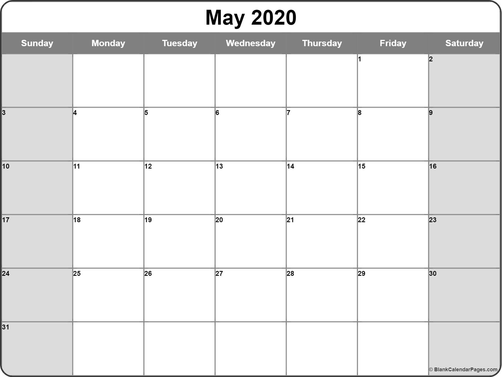 May 2020 Calendar | Free Printable Monthly Calendars