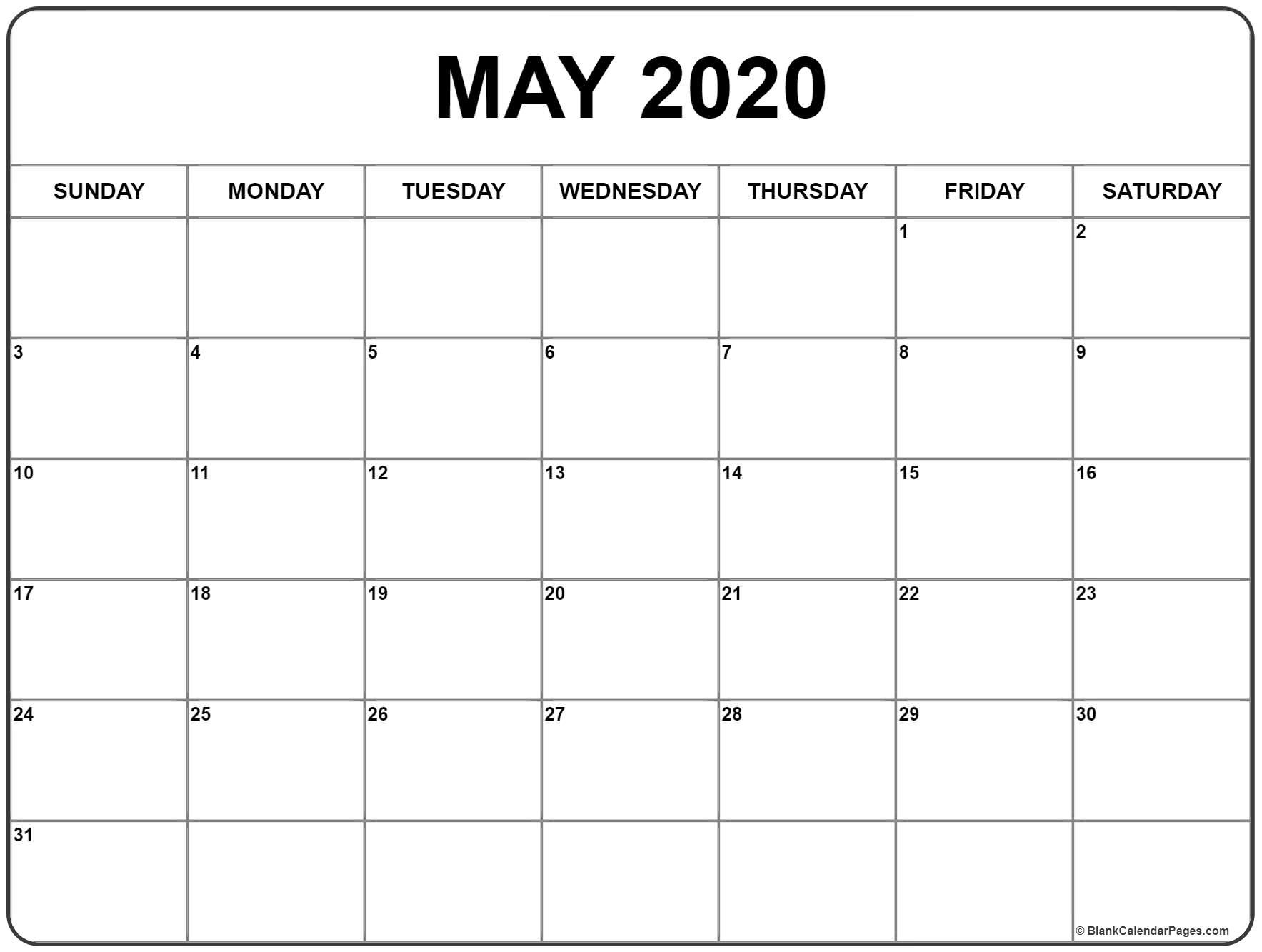 May 2020 Calendar | Free Printable Monthly Calendars